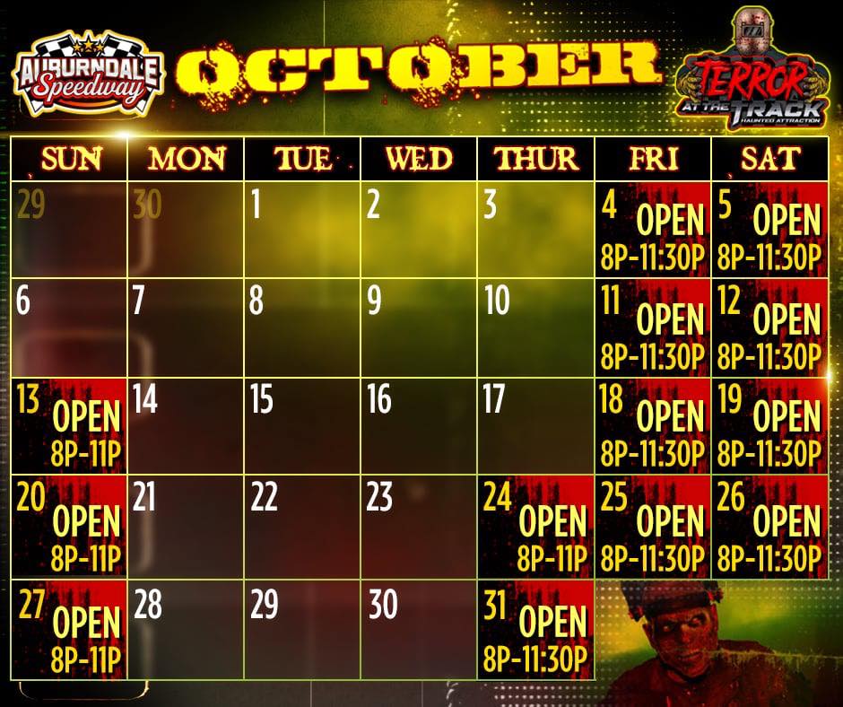 terror at the track calendar 2024